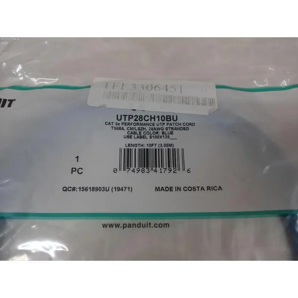 Cat 5e 28 AWG UTP Copper Patch Cord, 10 ft, Blue Lot 24 Pcs